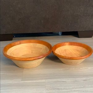 2 wooden salad bowls